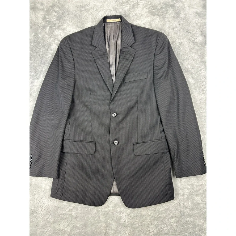 JOE Joseph Abboud Men's 100%‎ Wool Sport Coat Blazer Black Gray Stripe Size 36R